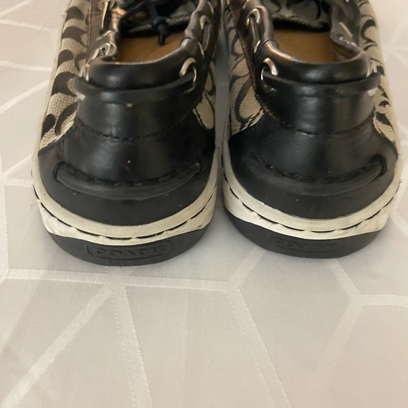 Coach Richelle Topsider Boat Shoes Canvas Leather Black Womens SZ 9B Monogram - Picture 3 of 6
